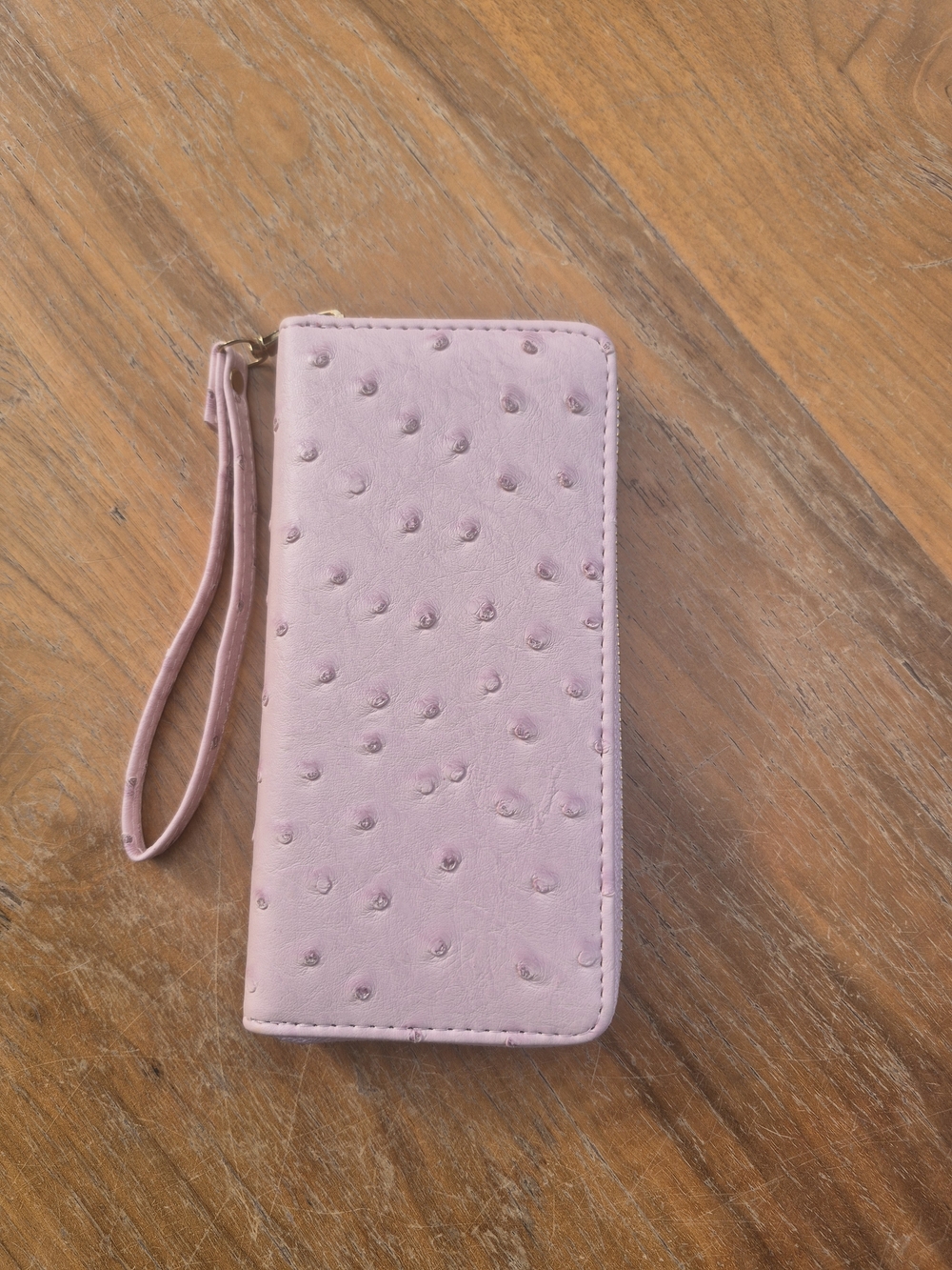 Women's Pink Ostrich-Texture Wristlet Wallet- NEW
